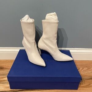 Stuart Weitzman Women's White Stretch High Heel Boots